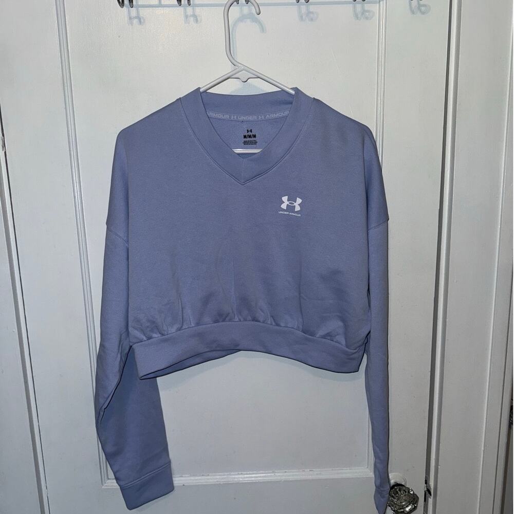 New UA Rival Terry Crop Crew Sweatshirt Purple size M